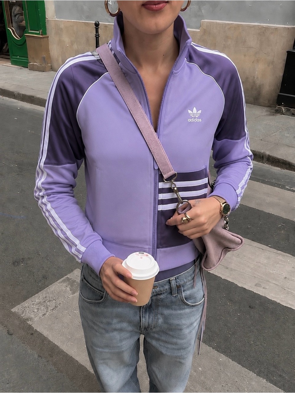 Adidas Originals Cropped Track Jacket XS Magic Lilac